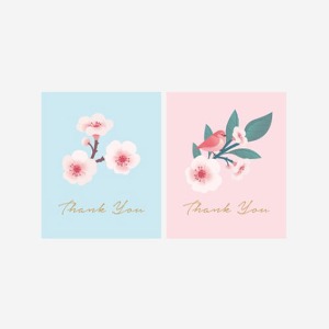 스티커 - 봄날 벚꽃 땡큐 파스텔 사각 1장 2매입 3장